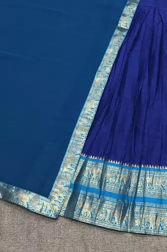 Blue Kanchi Cotton Zari Weaving Work Semi-stitched Lehenga Choli with Dupatta