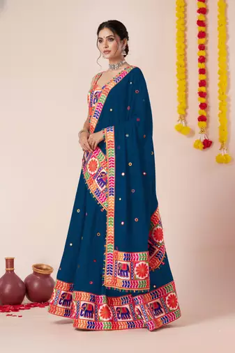Dark-Teal Designer Special Navratri Wear Lehenga Choli