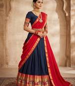 Black Kanchi Cotton Zari Weaving Work Semi-stitched Lehenga Choli with Dupatta