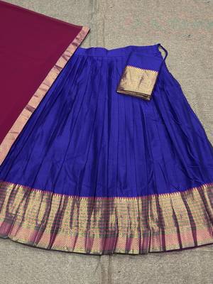 Royalblue Kanchi Cotton Zari Weaving Work Semi-stitched Lehenga Choli with Dupatta 3