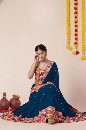 Dark-Teal Designer Special Navratri Wear Lehenga Choli