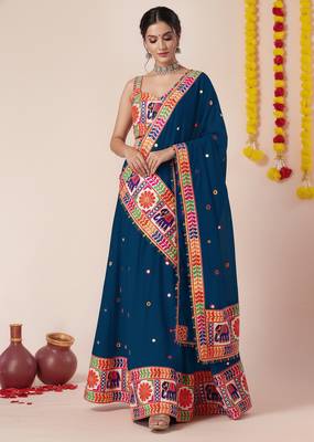 Dark-Teal Designer Special Navratri Wear Lehenga Choli 4