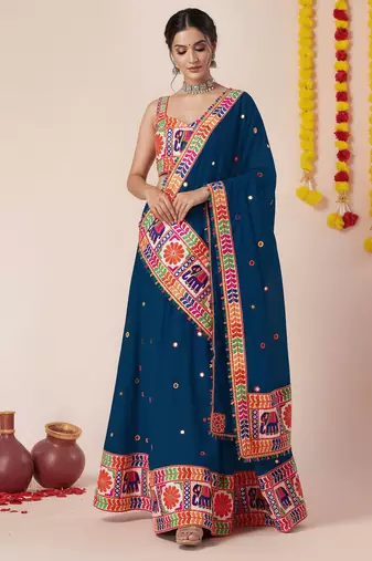 Dark-Teal Designer Special Navratri Wear Lehenga Choli