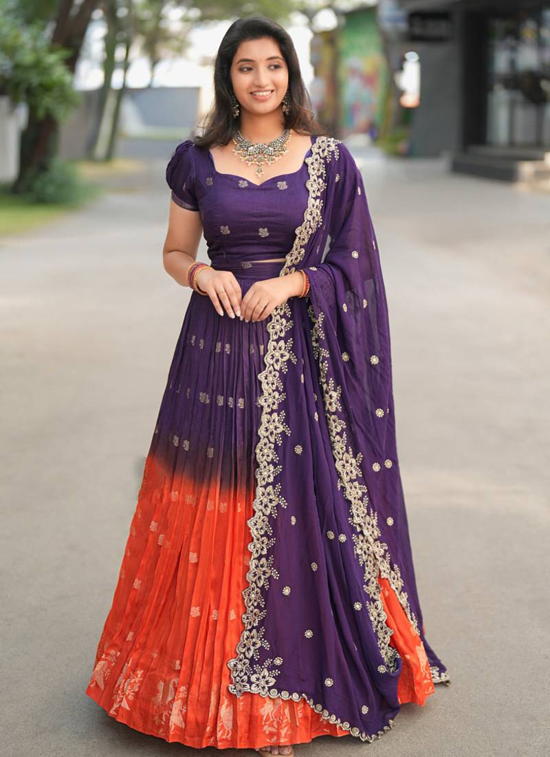 Pure Viscose Dola  Zari Weaving Border With all over butta Lehenga Choli with Dupatta