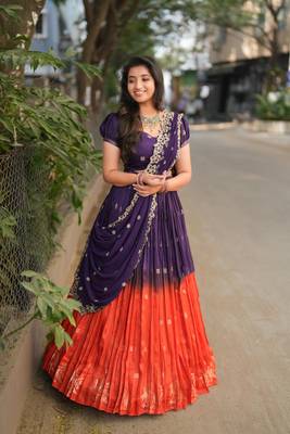 Pure Viscose Dola Zari Weaving Border With all over butta Lehenga Choli with Dupatta 2