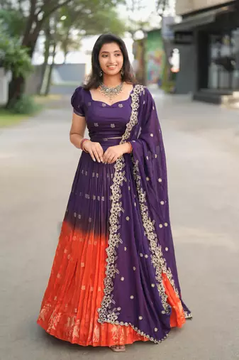 Pure Viscose Dola Zari Weaving Border With all over butta Lehenga Choli with Dupatta