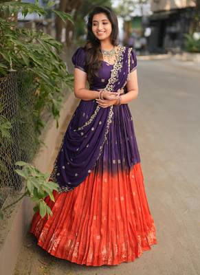 Pure Viscose Dola Zari Weaving Border With all over butta Lehenga Choli with Dupatta 4