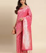 Women   s Jacquard Silk Rich Zari Woven Saree With Unstitched Blouse Piece 