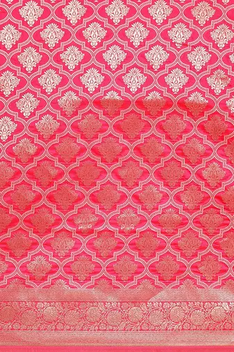 Women   s Jacquard Silk Rich Zari Woven Saree With Unstitched Blouse Piece 