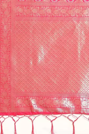 Women   s Jacquard Silk Rich Zari Woven Saree With Unstitched Blouse Piece 
