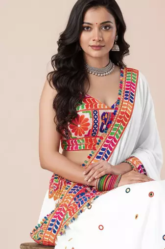 White Designer Special Navratri Wear Lehenga Choli