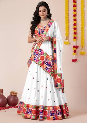 White Designer Special Navratri Wear Lehenga Choli 3