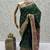 Dark Green Color Foliate Pattern,Zari And Shikaragh Zal Work Pashmina Silk Saree
