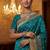 Turquoise Color Foliate Pattern,Zari And Shikaragh Zal Work Pashmina Silk Saree
