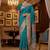 Turquoise Color Foliate Pattern,Zari And Shikaragh Zal Work Pashmina Silk Saree