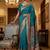 Turquoise Color Foliate Pattern,Zari And Shikaragh Zal Work Pashmina Silk Saree