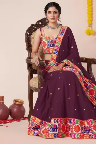 Wine Designer Special Navratri Wear Lehenga Choli