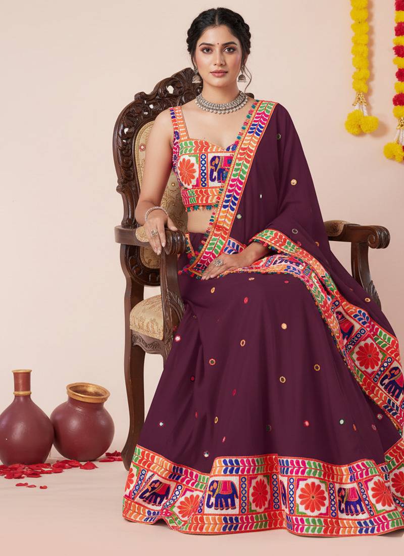Wine Designer Special Navratri Wear Lehenga Choli