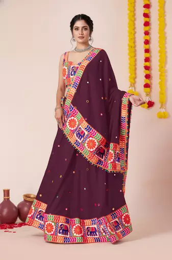 Wine Designer Special Navratri Wear Lehenga Choli