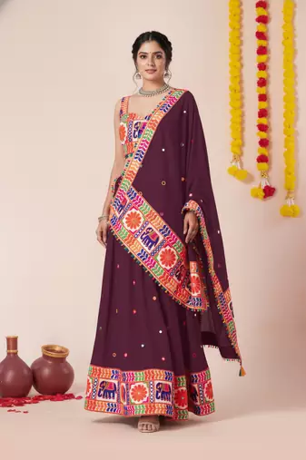 Wine Designer Special Navratri Wear Lehenga Choli