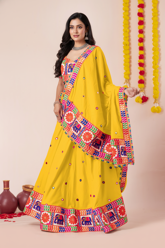 Yellow Designer Special Navratri Wear Lehenga Choli