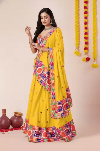 Yellow Designer Special Navratri Wear Lehenga Choli