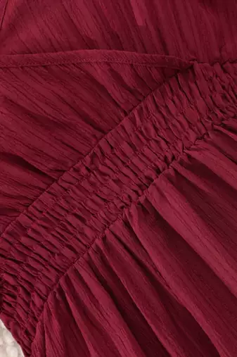 Maroon solid georgette fit & flare midi dress for women
