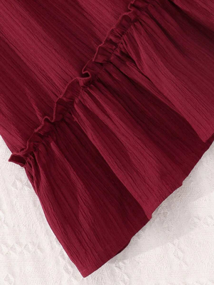 Maroon solid georgette fit & flare midi dress for women 5