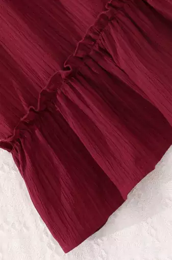 Maroon solid georgette fit & flare midi dress for women