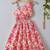 Pink & orange floral printed cotton fit & flare one shoulder dress for women