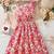Pink & orange floral printed cotton fit & flare one shoulder dress for women