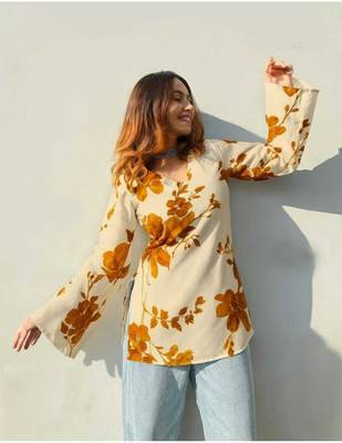 Women's Rayob Fabric Floral Handprinted designer tops & tunics 1