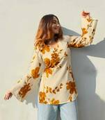Women's Rayob Fabric Floral Handprinted designer tops & tunics