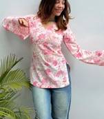 Women's Rayon Handprinted Designer Regular Fit Jaipuri Top & Tunics