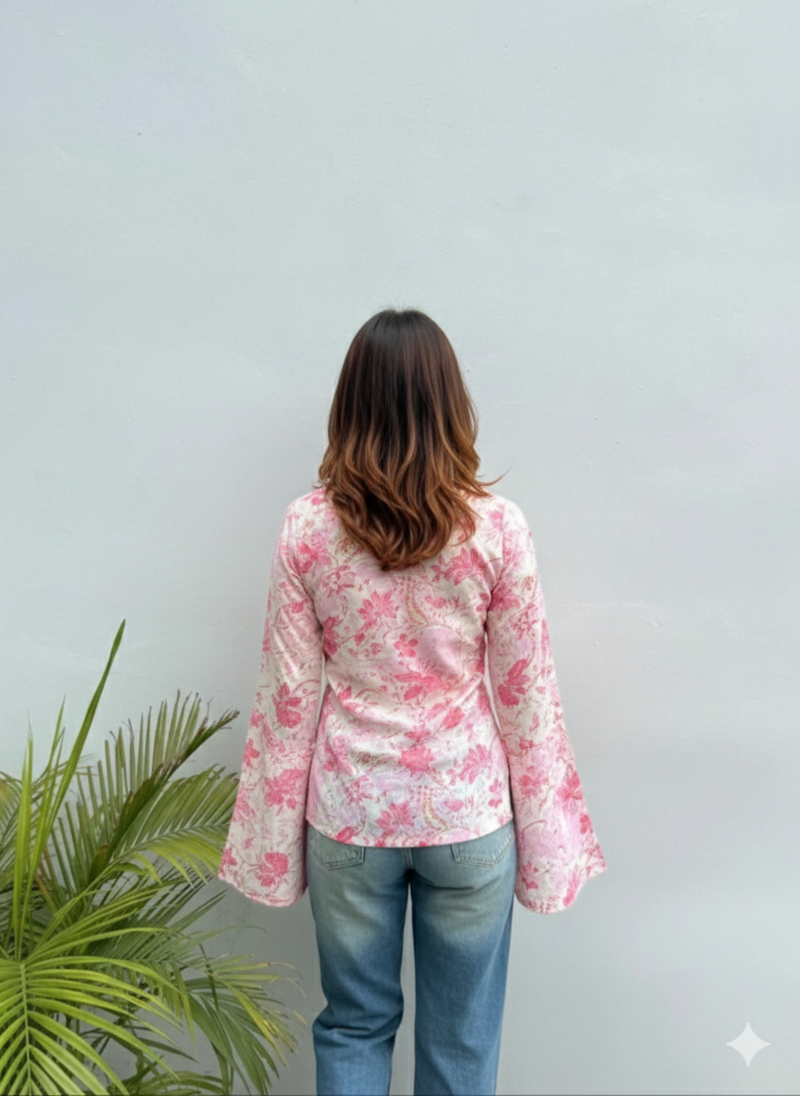 Women's Rayon Handprinted Designer Regular Fit Jaipuri Top & Tunics