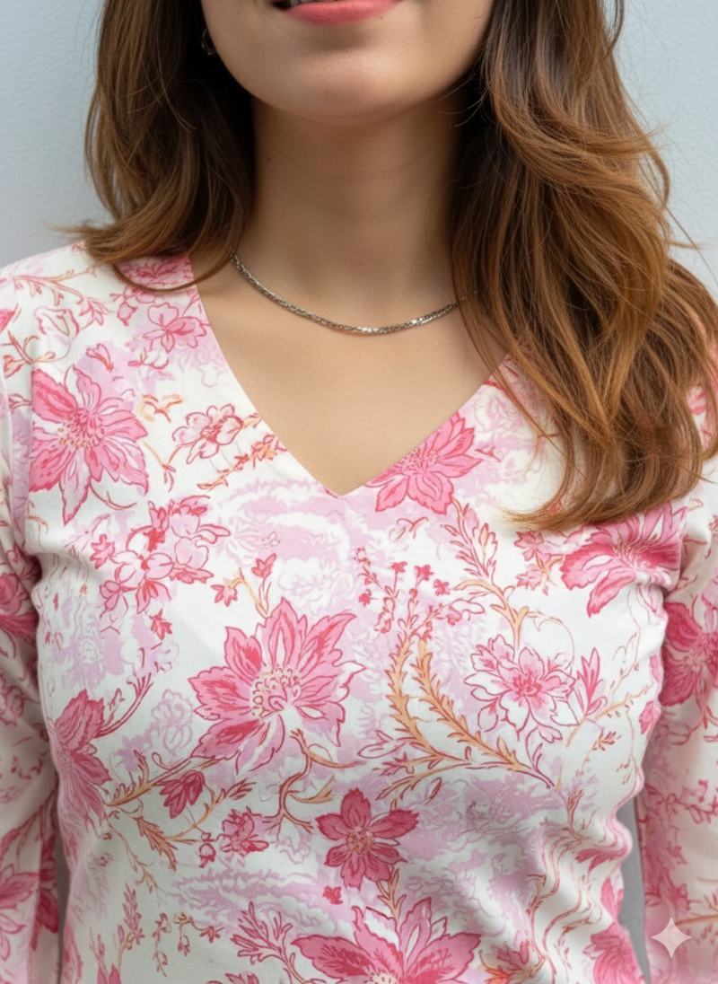 Women's Rayon Handprinted Designer Regular Fit Jaipuri Top & Tunics