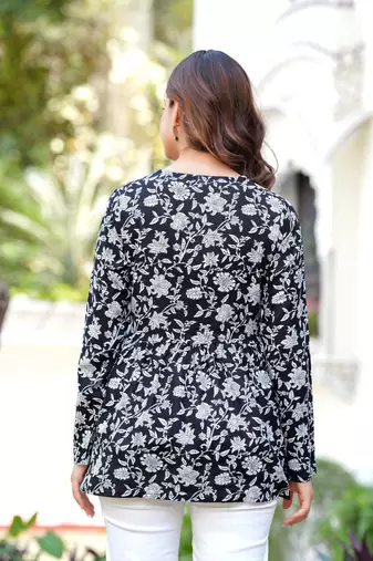 handmade block printed rayon fabric designer tops & tunics For Women's & Girls