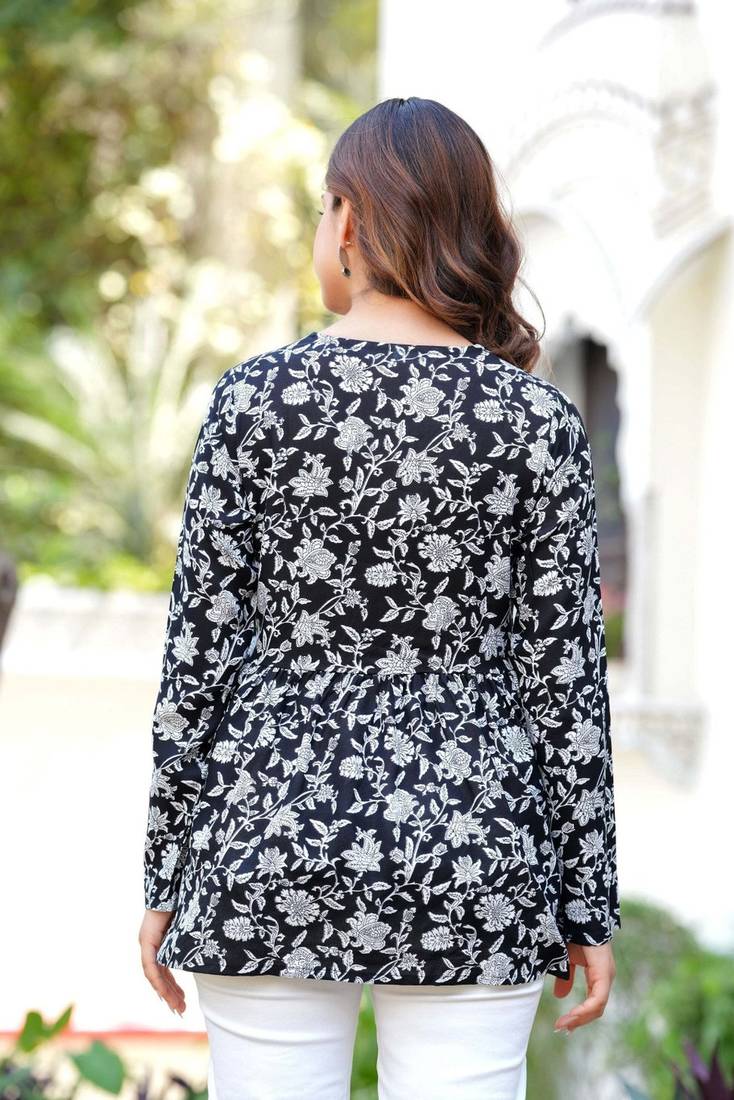 handmade block printed rayon fabric designer tops & tunics For Women's & Girls