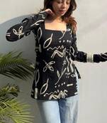 Pack Of 1 Handmade block printed rayon fabric designer tops & tunics for women's & girls