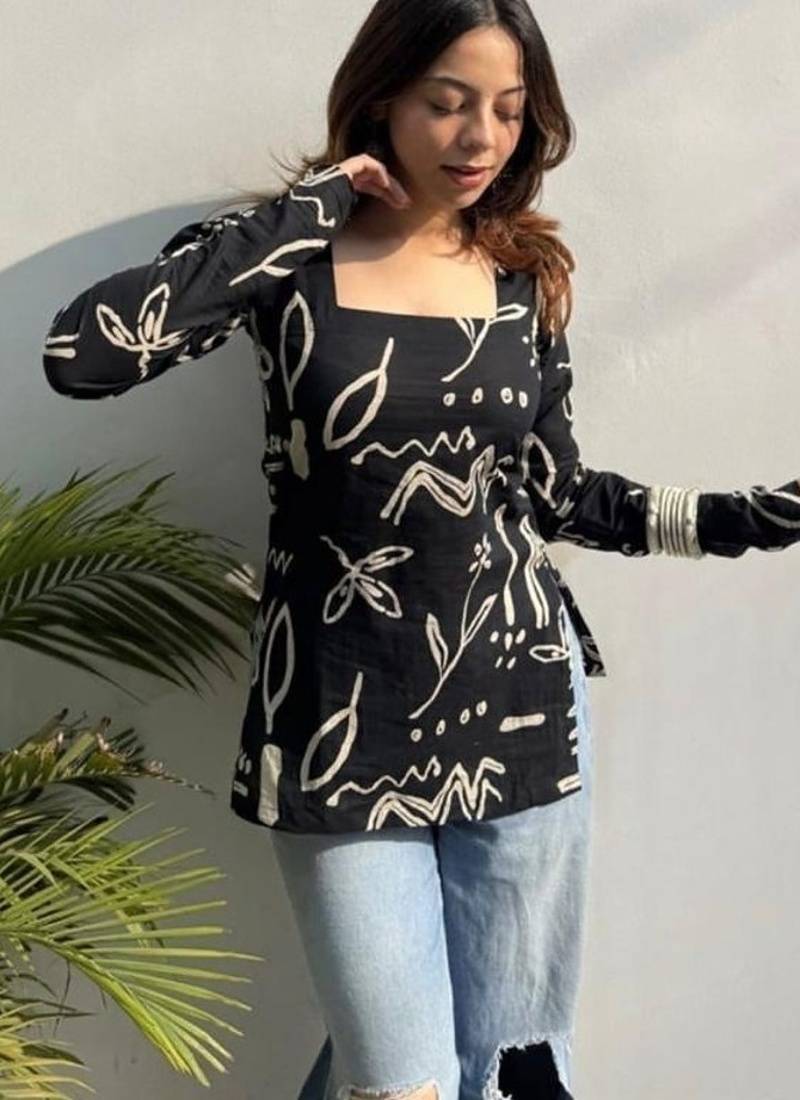 Pack Of 1 Handmade block printed rayon fabric designer tops & tunics for women's & girls
