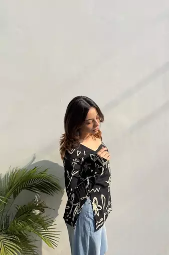 Pack Of 1 Handmade block printed rayon fabric designer tops & tunics for women's & girls