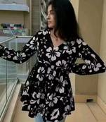 Pack of 1 handmade block printed rayon fabric designer tops & tunics for women's & girls