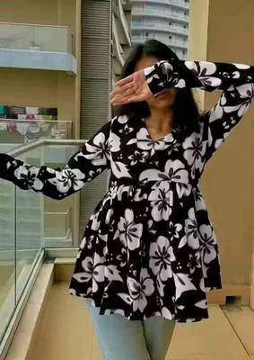 Pack of 1 handmade block printed rayon fabric designer tops & tunics for women's & girls 2