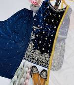 Blue art silk embroidered sharara set