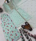 Sky blue faux georgette embroidered readymade suits
