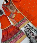 Orange art silk mirror readymade suits