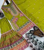 Green art silk mirror readymade suits