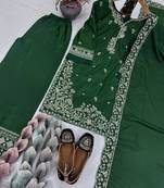 Green crepe embroidered readymade suits