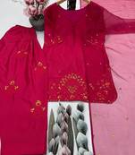 Maroon crepe embroidered readymade suits