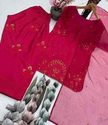 Maroon crepe embroidered readymade suits 2